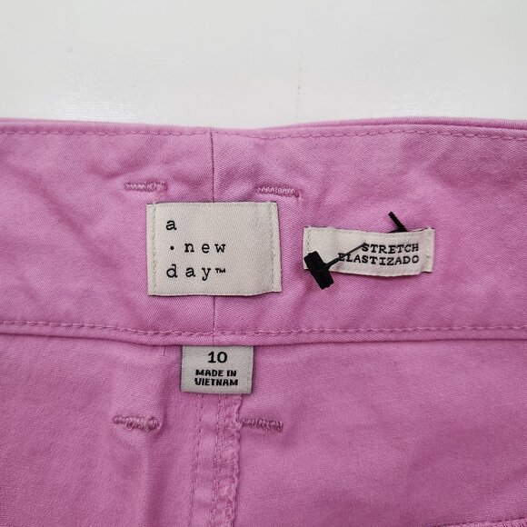 NEW A New Day High Rise Straight Leg Pants Womens 10 Pink Stretch Cotton CC09X - Picture 4 of 10